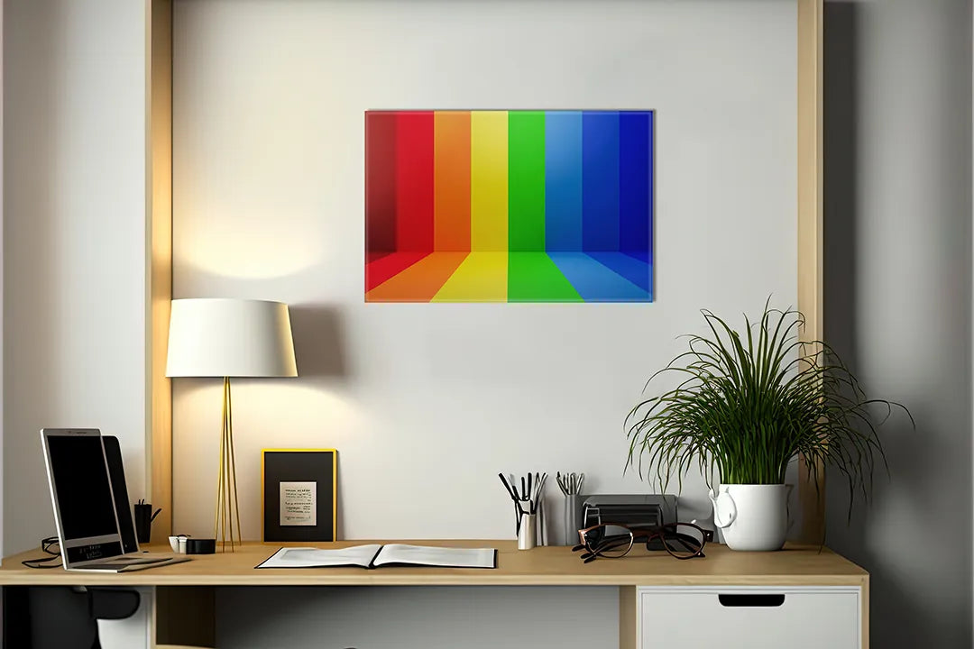 Kurkborden op canvas met regenboogtunnel in felle kleuren – formaat 140 × 100 cm