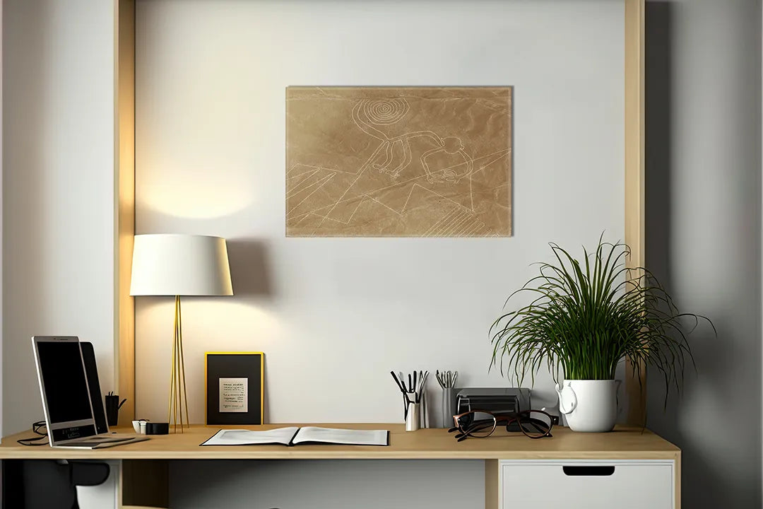 Kurkborden op canvas met gouden reliëf met lijntekening – formaat 140 × 100 cm