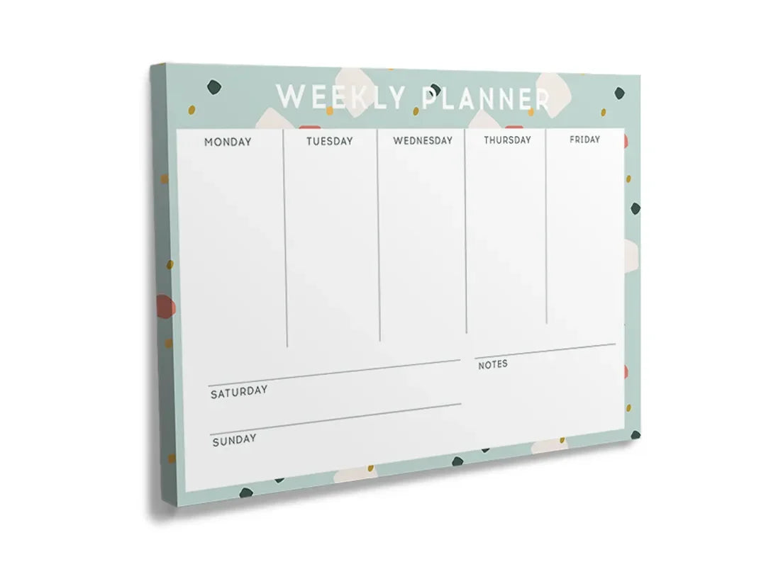 Kurkborden op canvas met groene weekplanner met stippen – formaat 120 × 80 cm