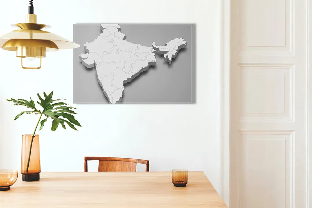 Kurkborden op canvas met driedimensionale kaart van india – formaat 100 × 70 cm