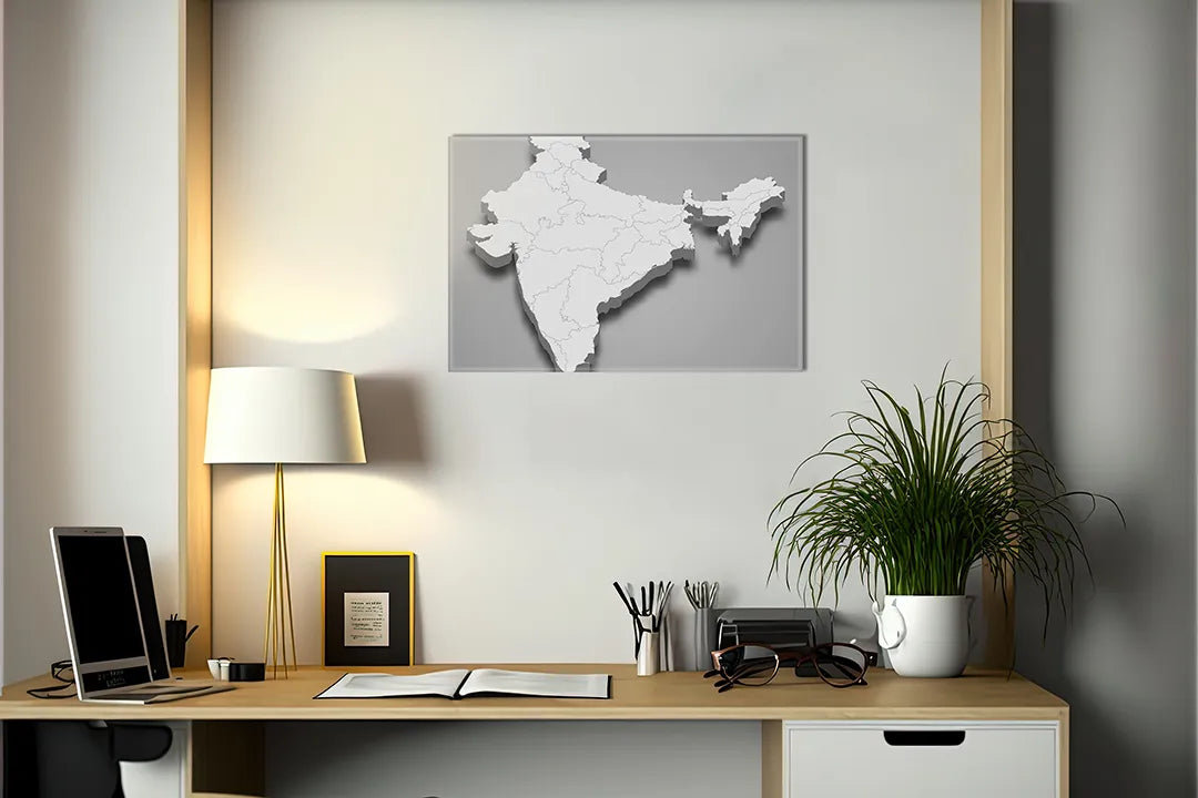 Kurkborden op canvas met driedimensionale kaart van india – formaat 140 × 100 cm