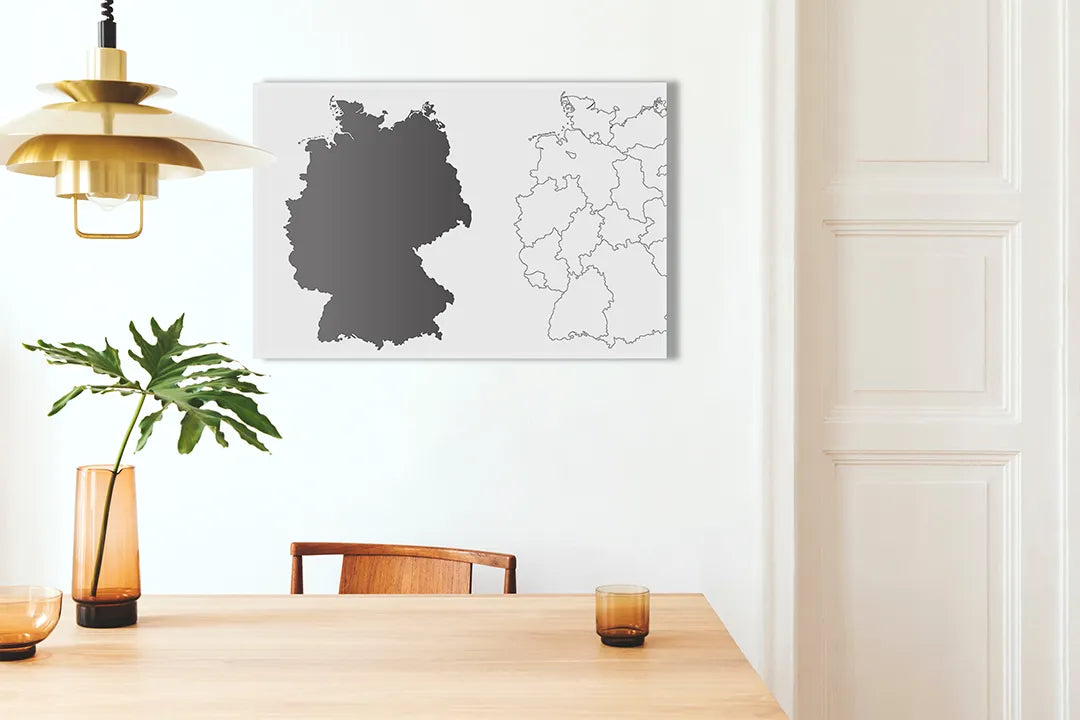 Kurkborden op canvas met kaart van duitsland in grijstinten – formaat 100 × 70 cm