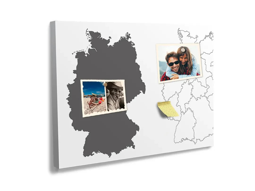 Kurkborden op canvas met kaart van duitsland in grijstinten – formaat 60 × 40 cm