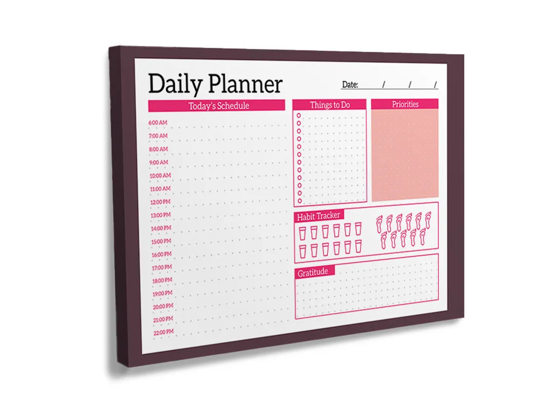 Kurkborden op canvas met roze dagelijkse planner – formaat 120 × 80 cm