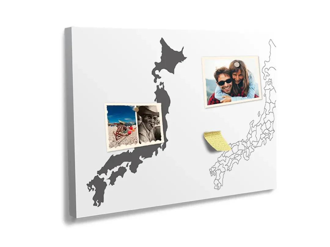Kurkborden op canvas met kaart van japan in zwart-wit – formaat 60 × 40 cm