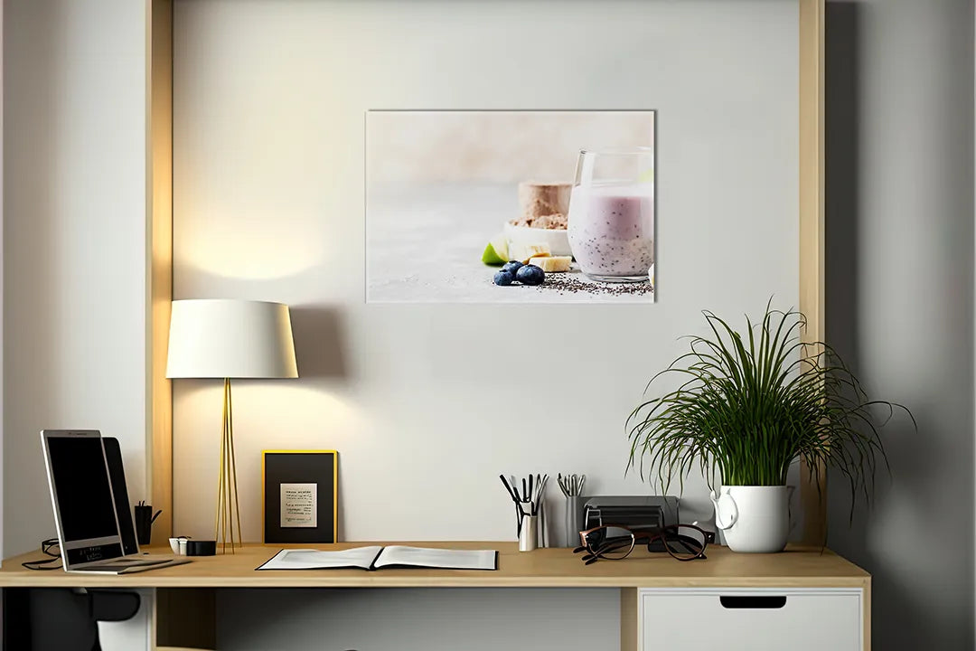 Kurkborden op canvas met gezonde smoothie met bessen – formaat 140 × 100 cm