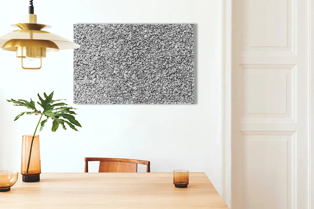 Kurkborden op canvas met grijze korrelige materiaalstructuur – formaat 100 × 70 cm
