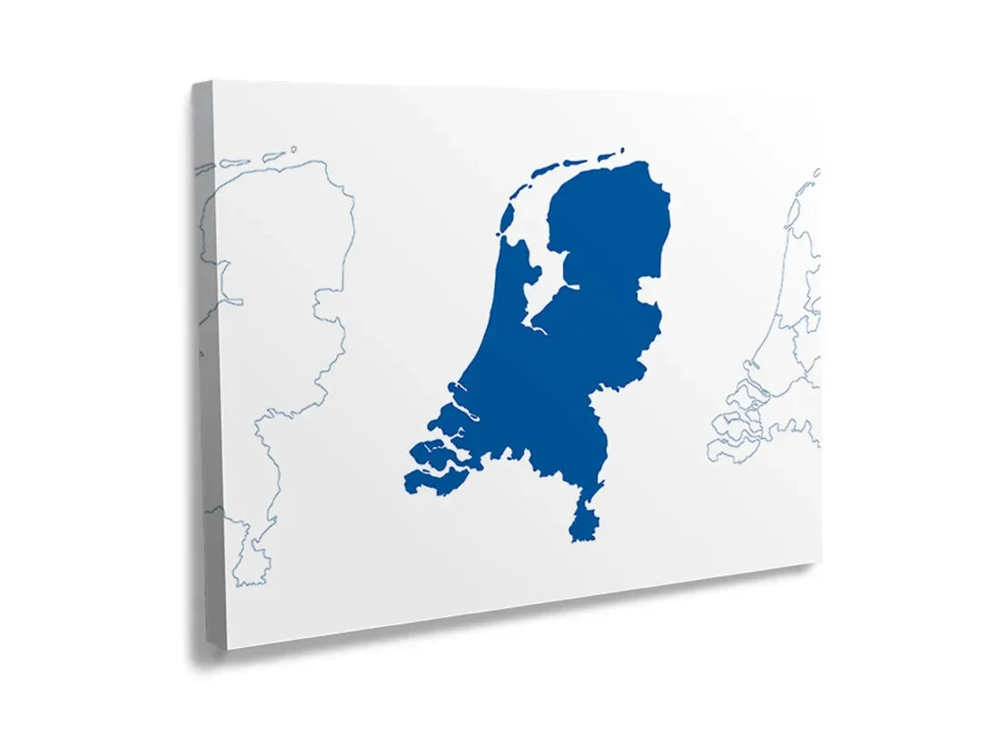 Kurkborden op canvas met blauwe kaart van nederland – formaat 120 × 80 cm
