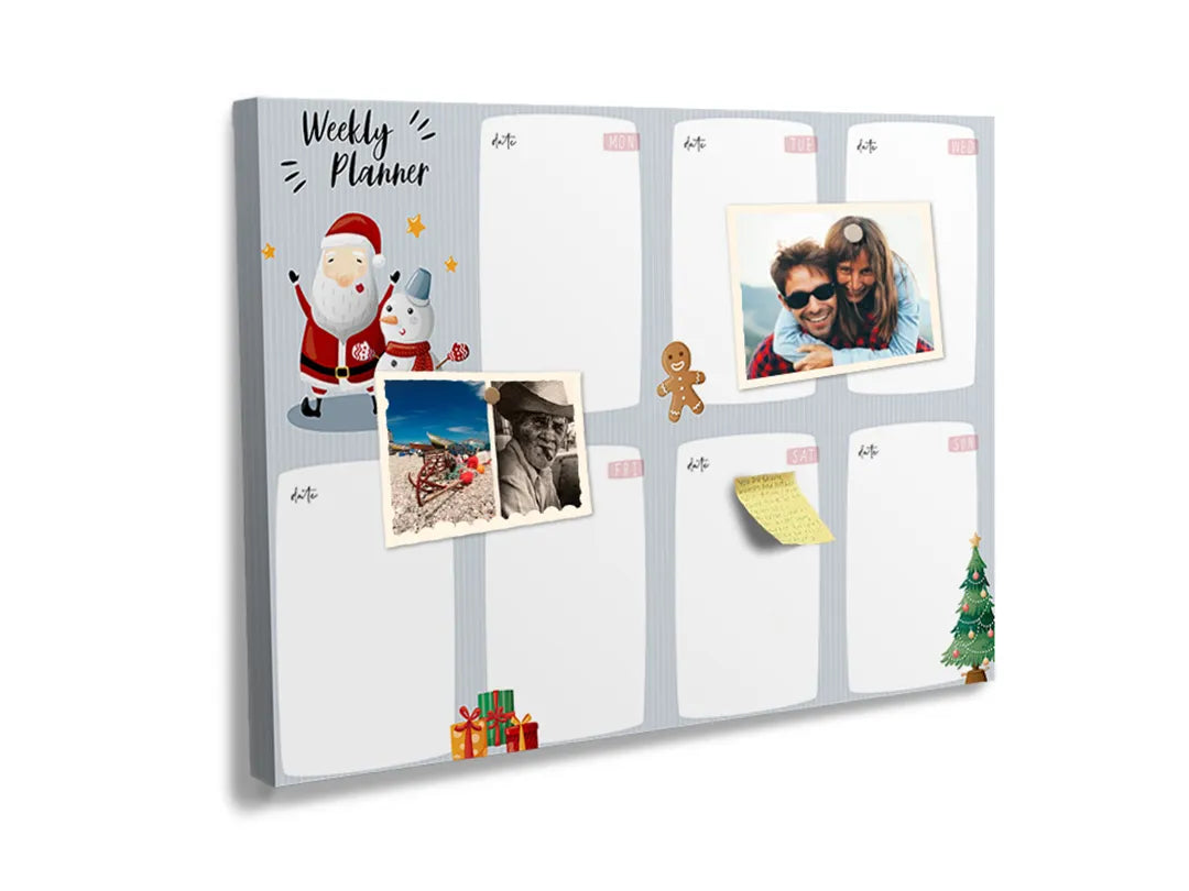Kurkborden op canvas met kerst weekplanner – formaat 60 × 40 cm
