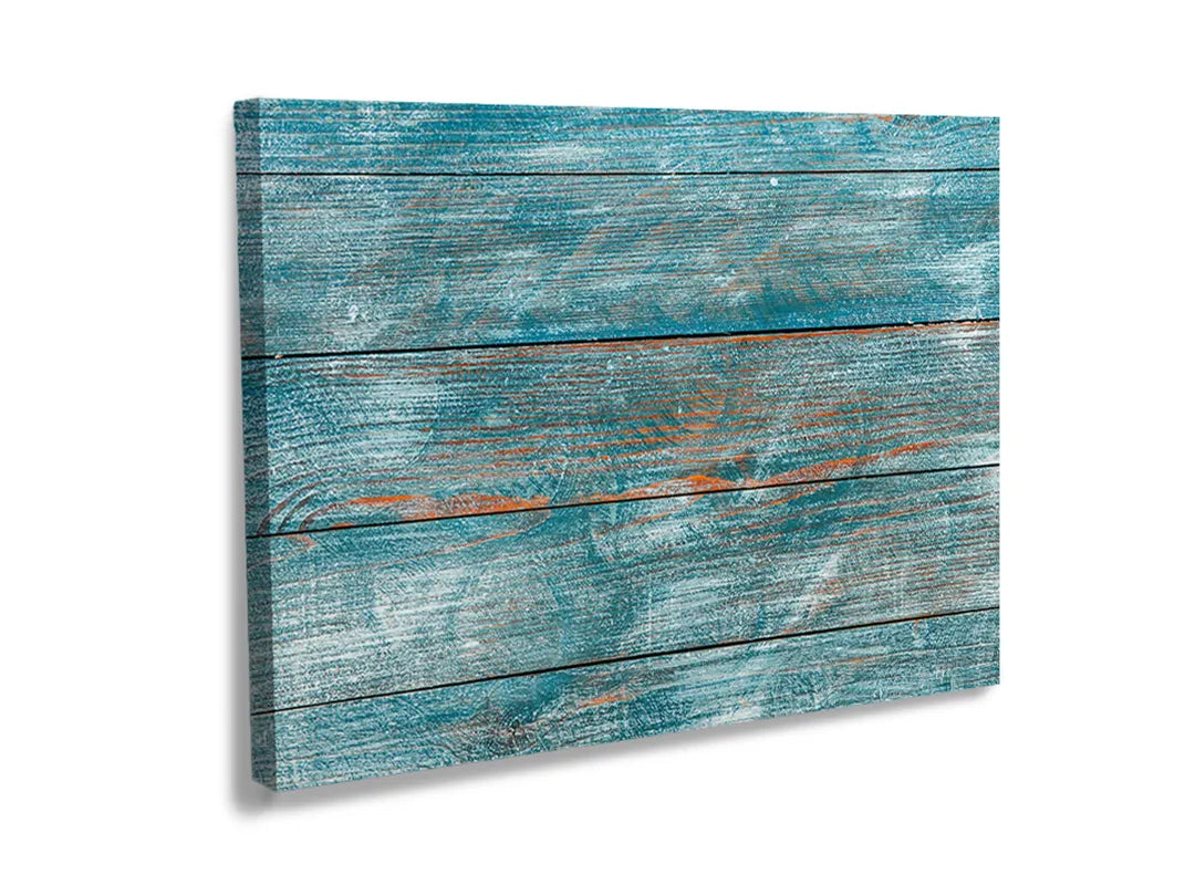 Kurkborden op canvas met turquoise verweerde houtstructuur – formaat 120 × 80 cm