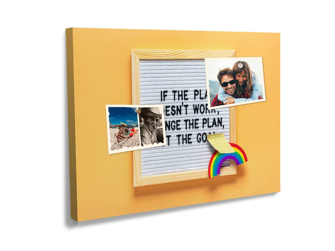 Kurkborden op canvas met quote verander het plan niet het doel – formaat 60 × 40 cm