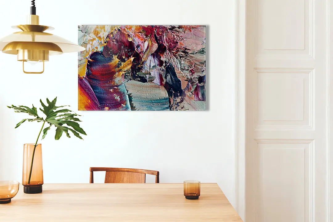 Kurkborden op canvas met kleurrijk abstract schilderij – formaat 100 × 70 cm