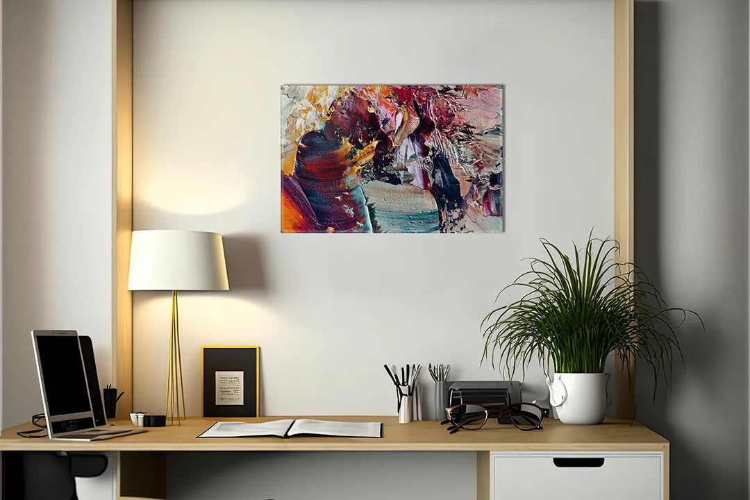 Kurkborden op canvas met kleurrijk abstract schilderij – formaat 140 × 100 cm