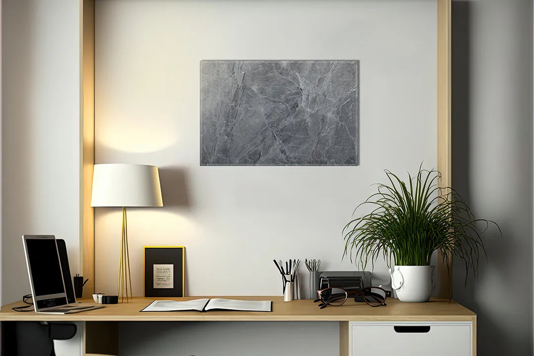 Kurkborden op canvas met donkergrijze natuursteenstructuur – formaat 140 × 100 cm
