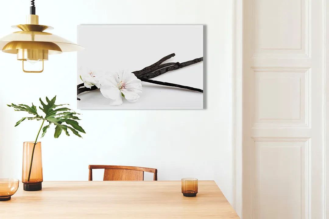 Kurkborden op canvas met vanillebloem met vanillestokjes – formaat 100 × 70 cm