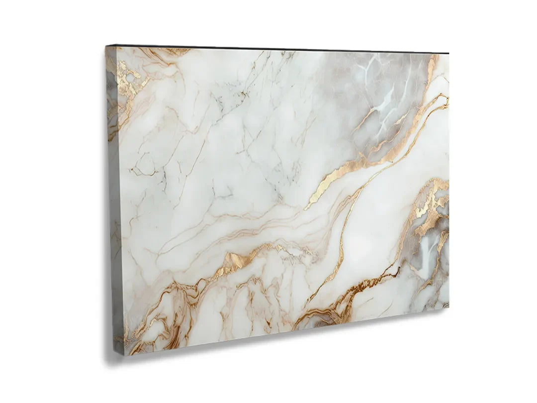 Kurkborden op canvas met licht marmer met warme goudaders – formaat 120 × 80 cm