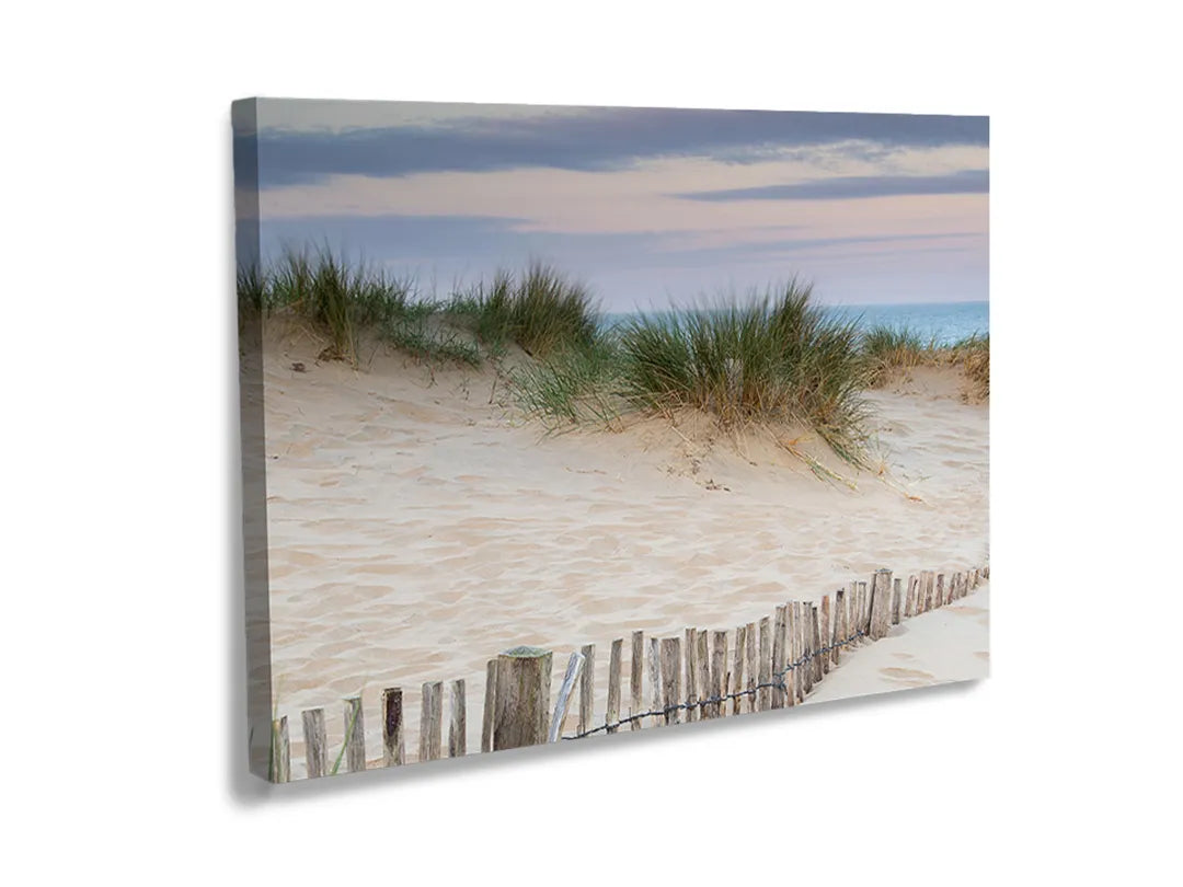 Kurkborden op canvas met duinen en rustig strand – formaat 120 × 80 cm