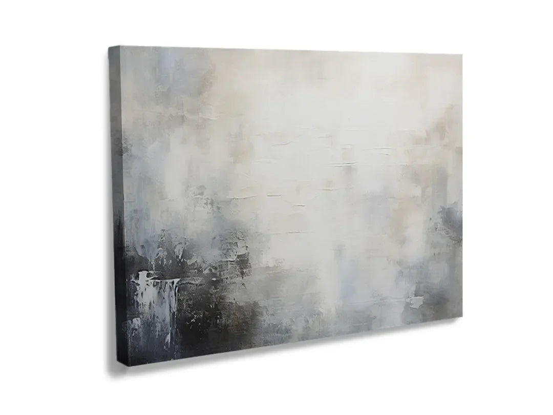 Kurkborden op canvas met abstract schilderij in grijs en wit – formaat 120 × 80 cm