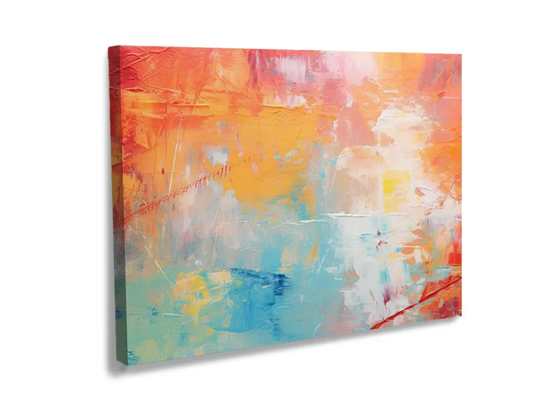 Kurkborden op canvas met kleurrijk abstract schilderij in pastel – formaat 120 × 80 cm