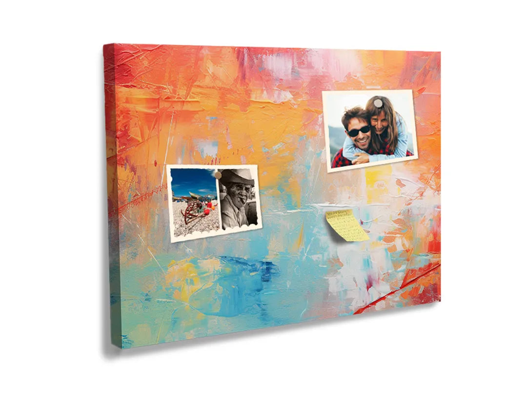 Kurkborden op canvas met kleurrijk abstract schilderij in pastel – formaat 60 × 40 cm