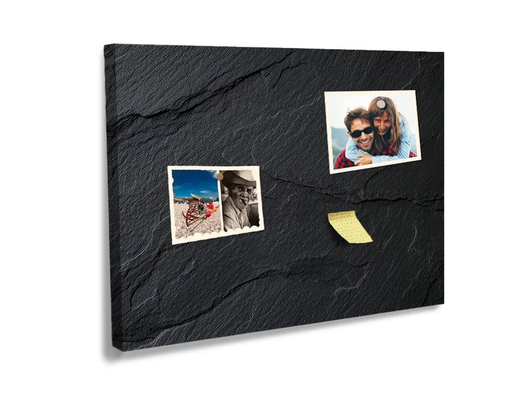 Kurkborden op canvas met zwarte leisteenstructuur – formaat 60 × 40 cm