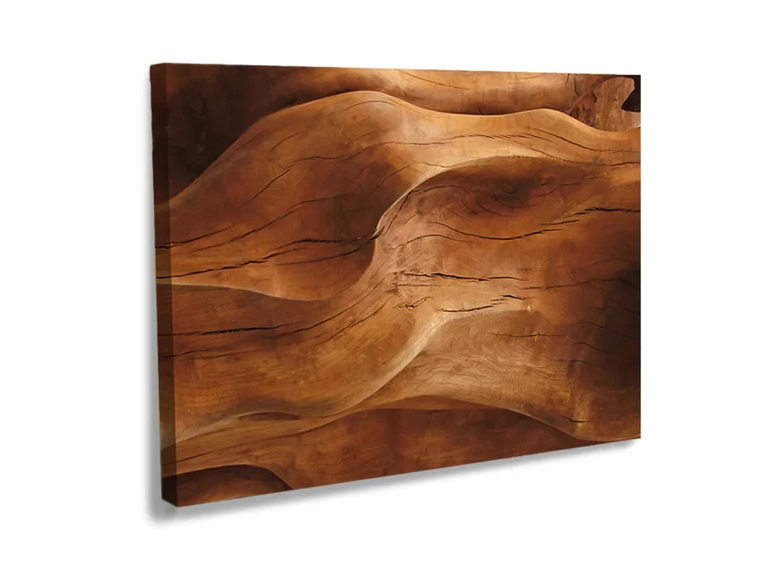 Kurkborden op canvas met golvend hout in warme bruintinten – formaat 120 × 80 cm
