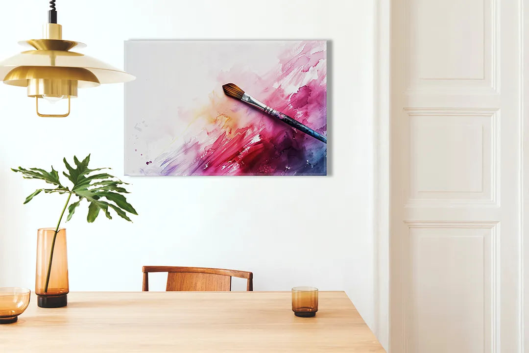 Kurkborden op canvas met verfkwast met roze aquarelstreken – formaat 100 × 70 cm