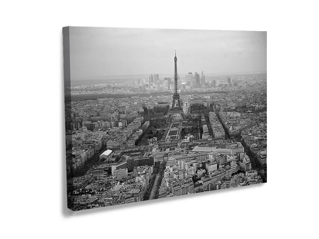 Kurkborden op canvas met zwart-wit panorama van parijs – formaat 120 × 80 cm