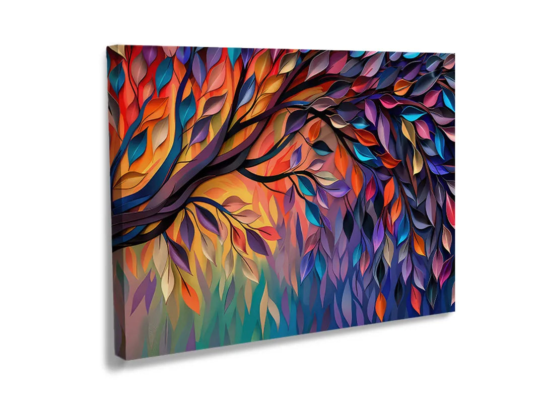 Kurkborden op canvas met kleurrijk abstract veerpatroon – formaat 120 × 80 cm