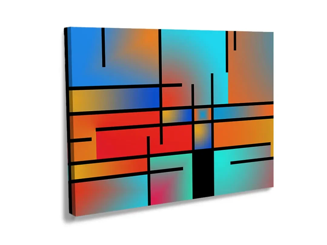 Kurkborden op canvas met geometrische kleurvlakken – formaat 120 × 80 cm