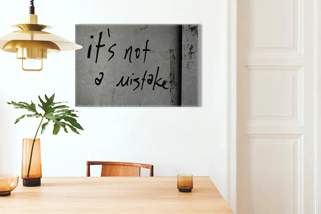 Kurkborden op canvas met motiverende quote it's not a mistake – formaat 100 × 70 cm