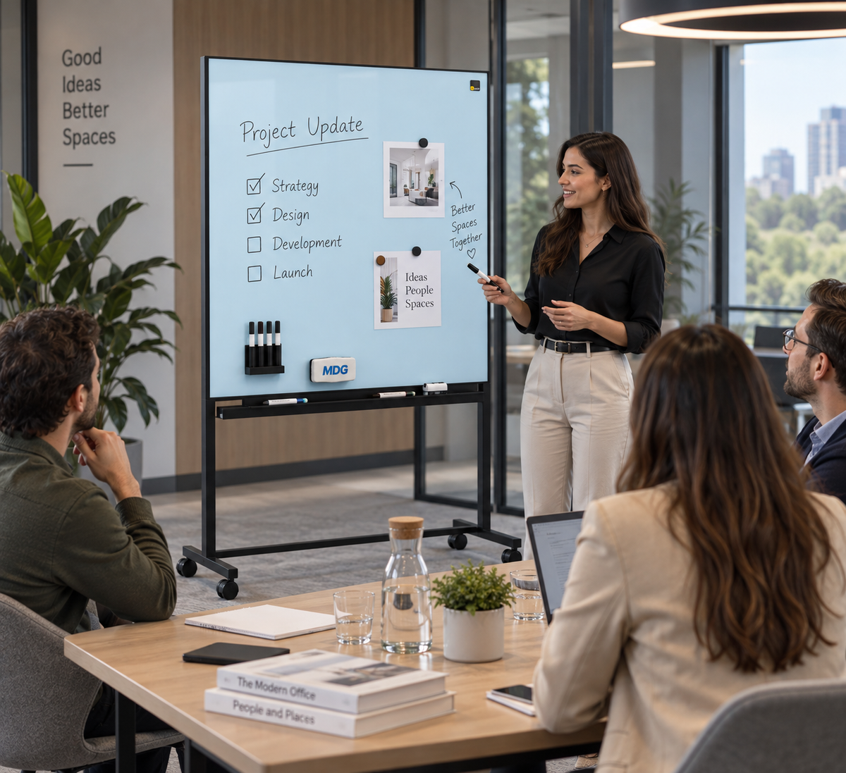 Mydesignglas Mobiel Glazen Whiteboard – Magnetisch & Akoestisch - Glass wall Mobile Board – Design Mobileboard op Wielen