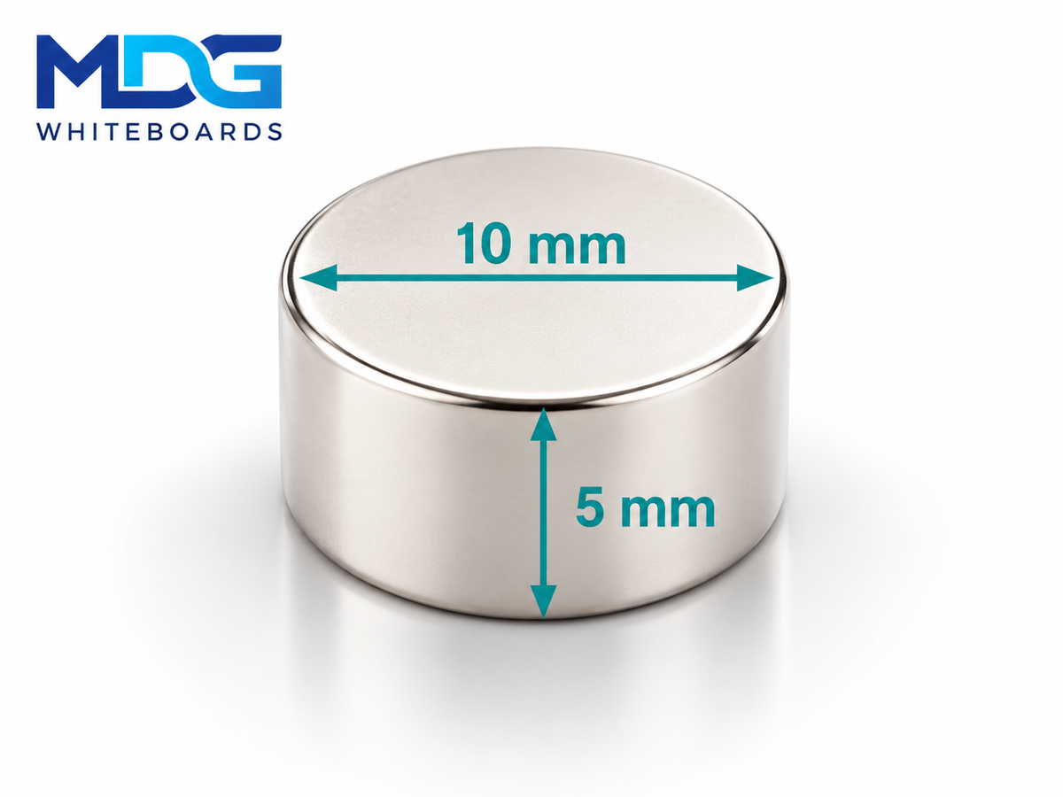 MDG Neodymium Magneten 10 mm x 5mm | N38 voor Glazen Whiteboard – 10 stuks