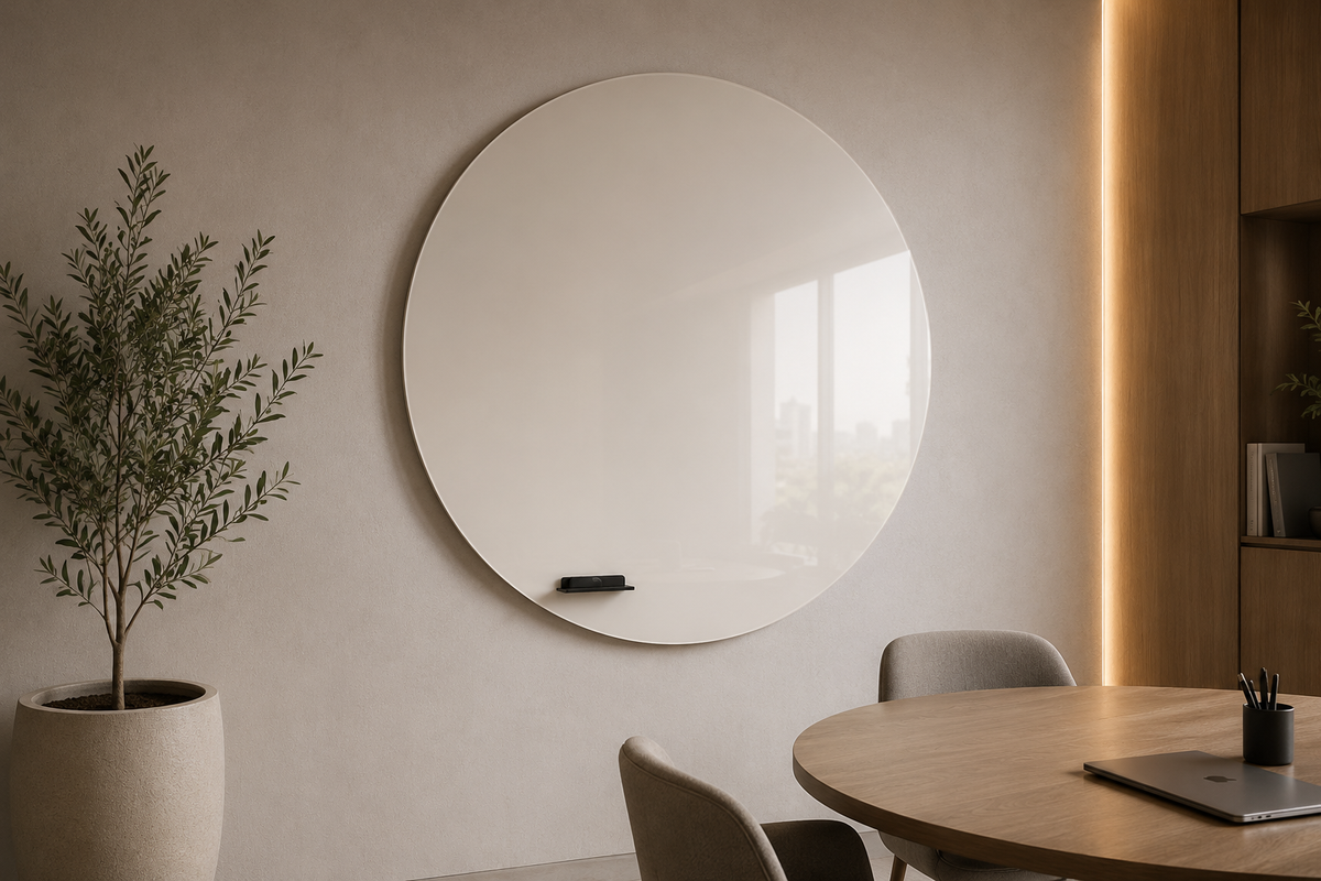 Mydesignglas Organisch Glazen Whiteboard op Maat - Glass wall met Vrije Vorm & Design