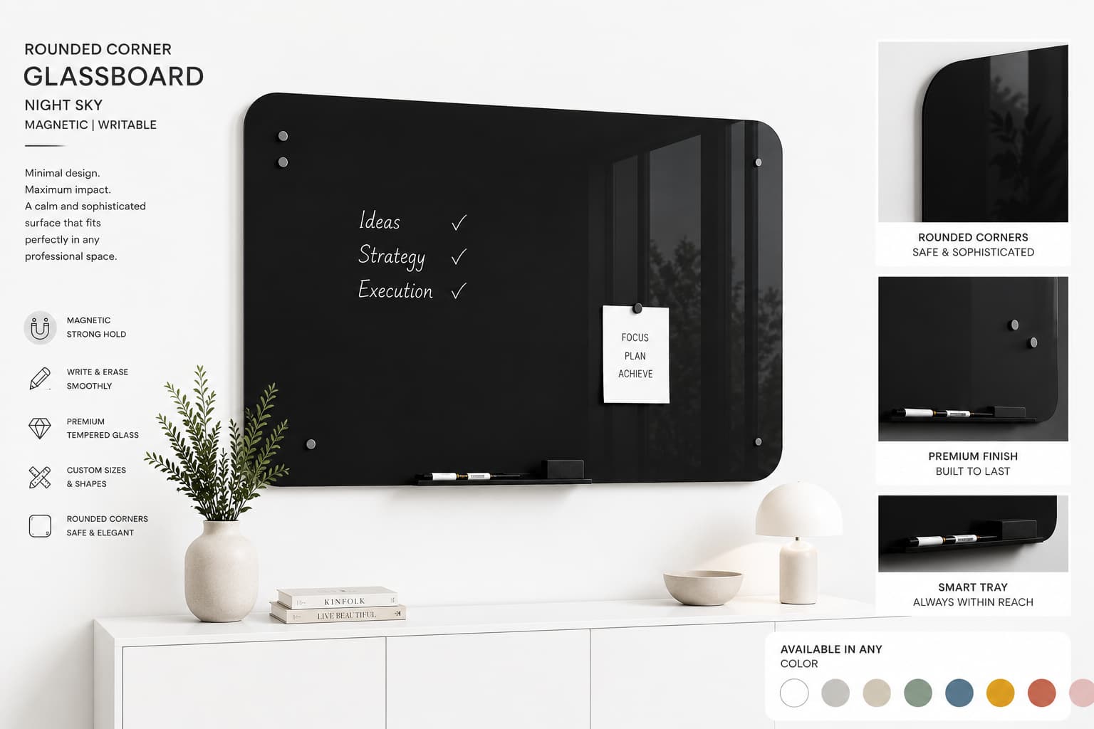 Whiteboard Glas - afgeronde hoeken - Night Sky