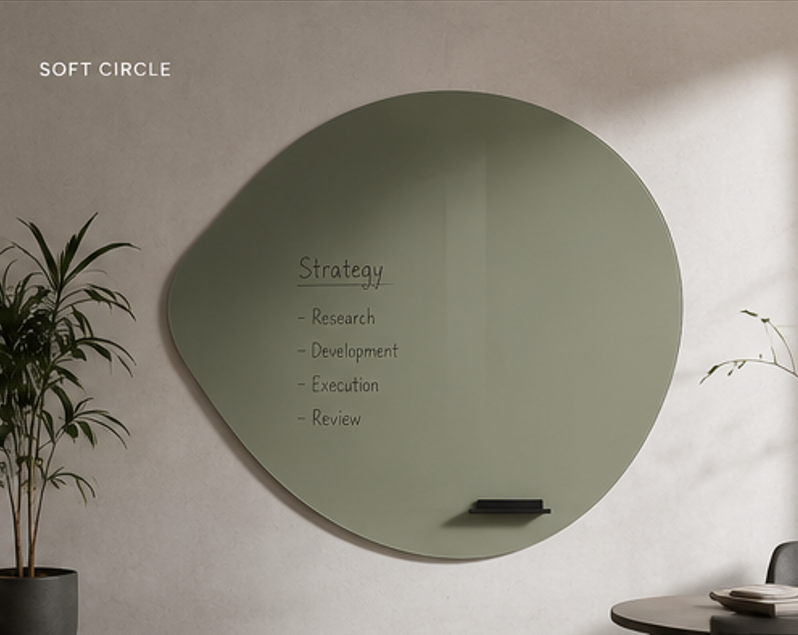 Mydesignglas Organisch Glazen Whiteboard op Maat - Glass wall met Vrije Vorm & Design