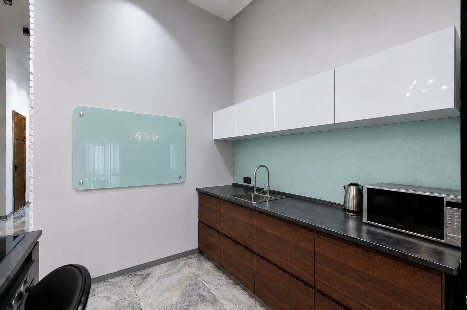 Whiteboard Glas - afgeronde hoeken - Aqua Glaze