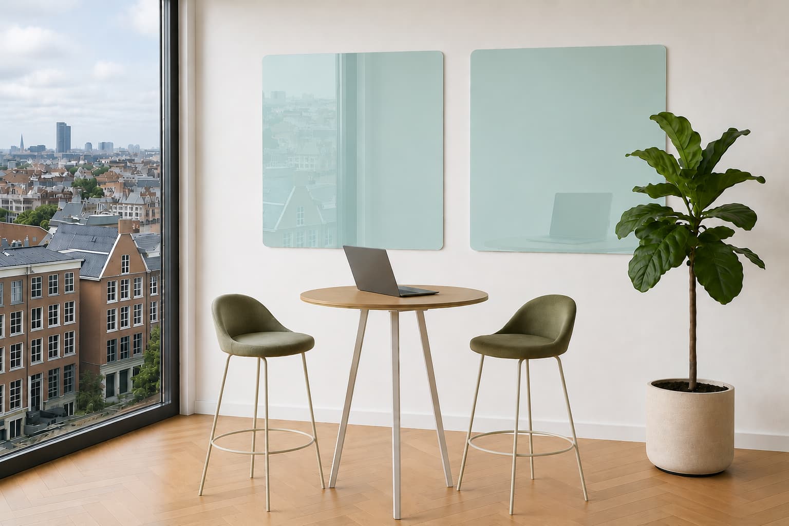 Whiteboard Glas - afgeronde hoeken - Aqua Glaze