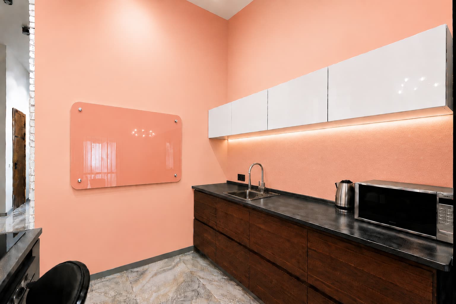 Whiteboard Glas - ronde hoeken - Coral Charm