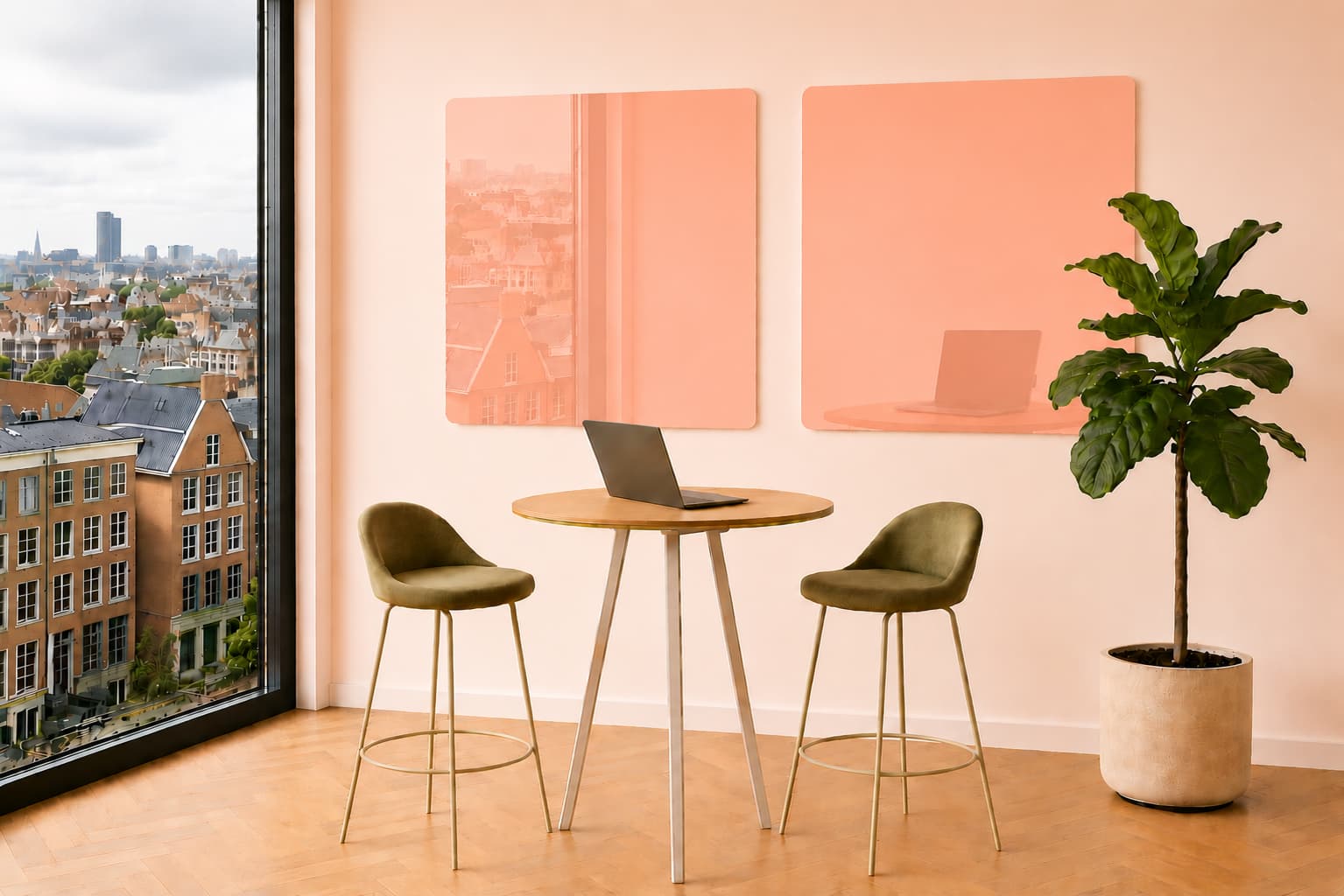 Whiteboard Glas - ronde hoeken - Coral Charm