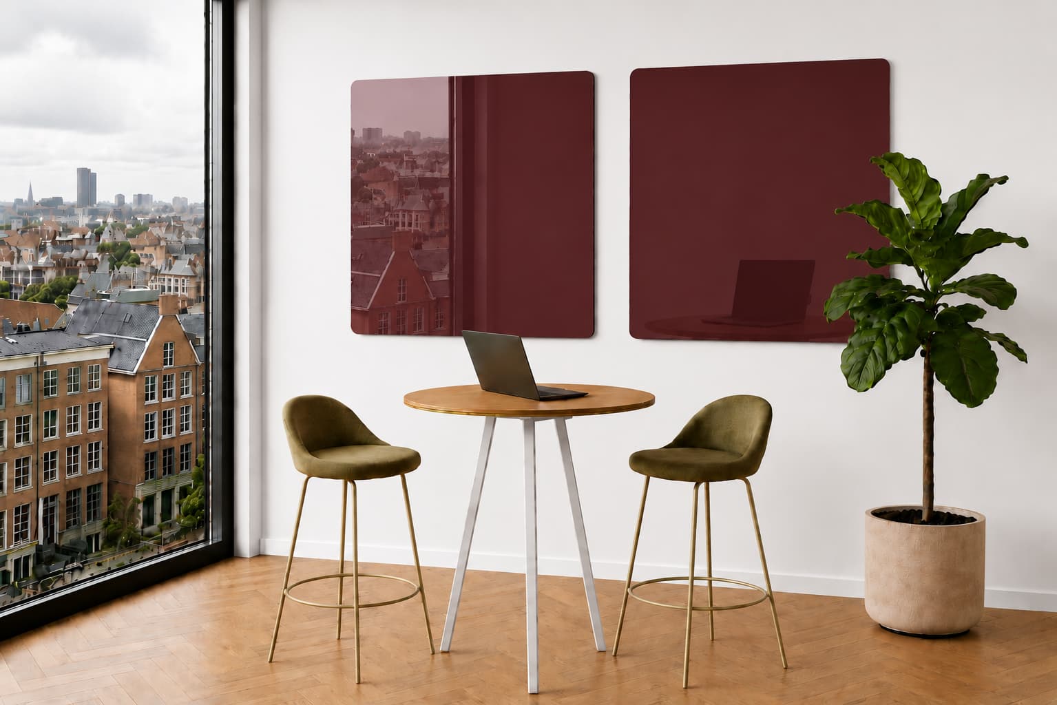 Whiteboard Glas - afgeronde hoeken - Maroon Depth