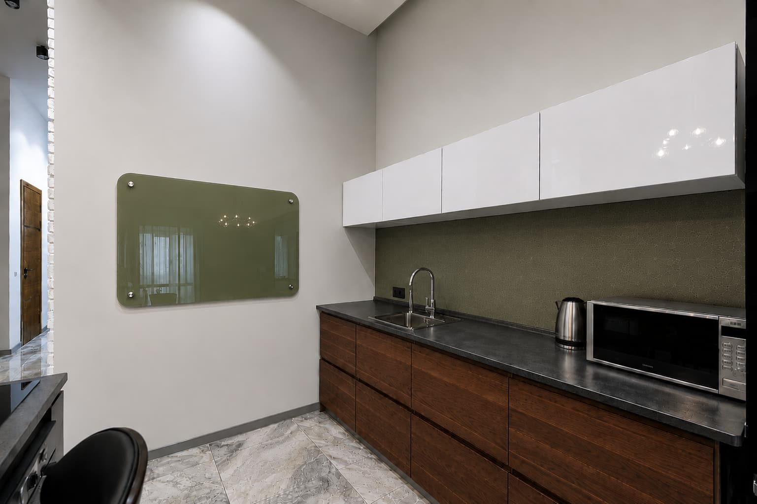 Whiteboard Glas - afgeronde hoeken - Olive Velvet