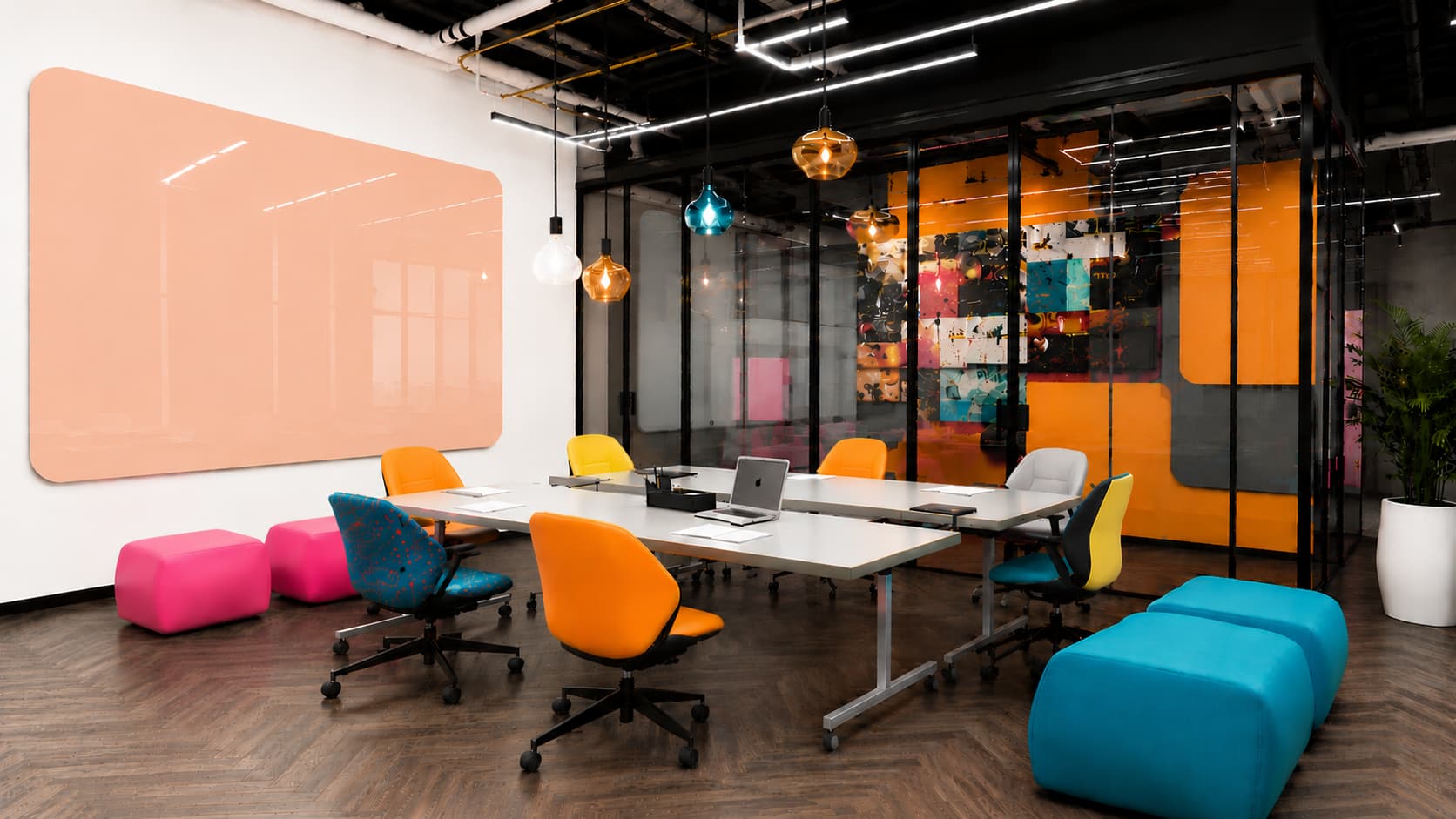 Whiteboard Glas - ronde hoeken - Peach Silk