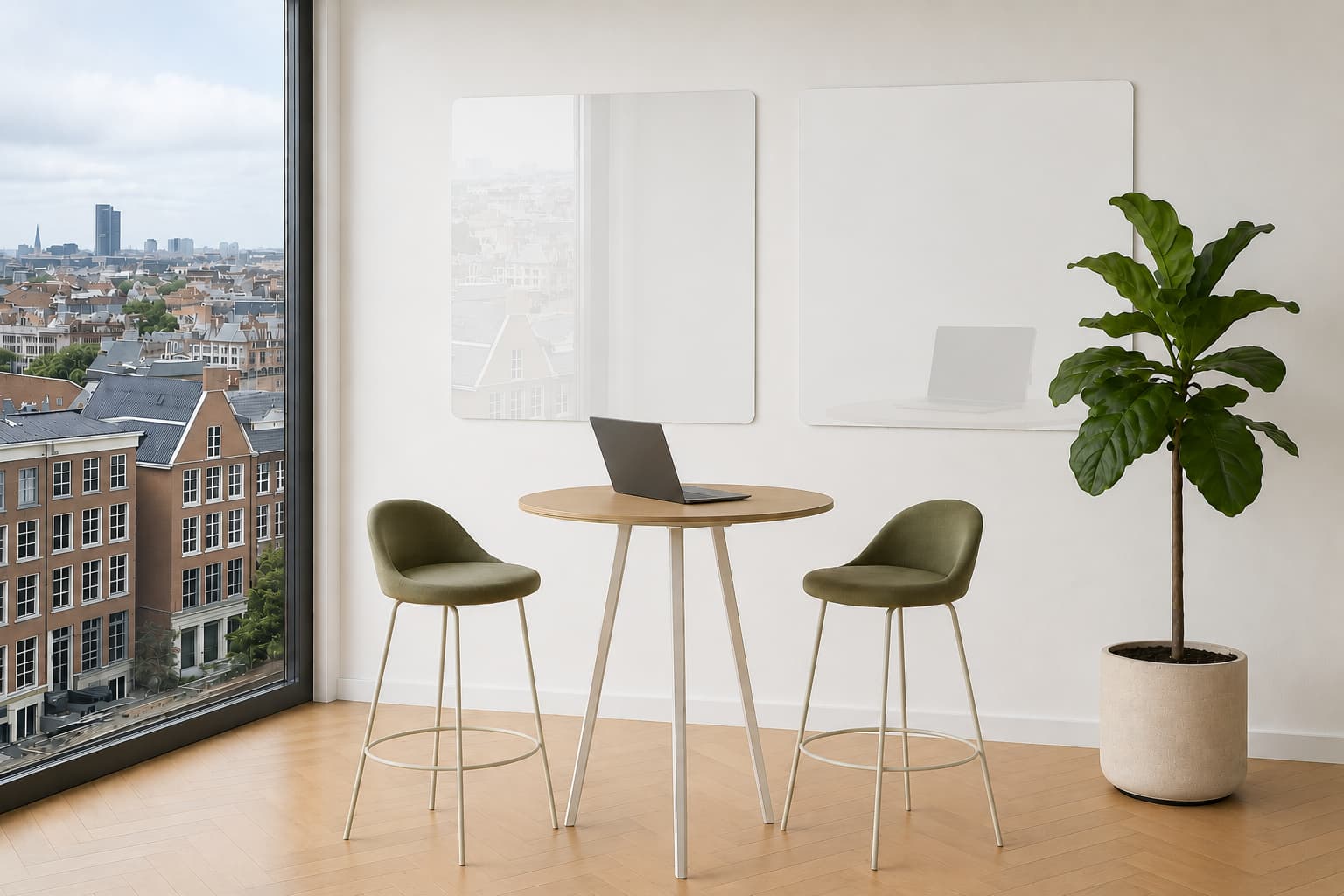 Whiteboard Glas - afgeronde hoeken - Pearl White