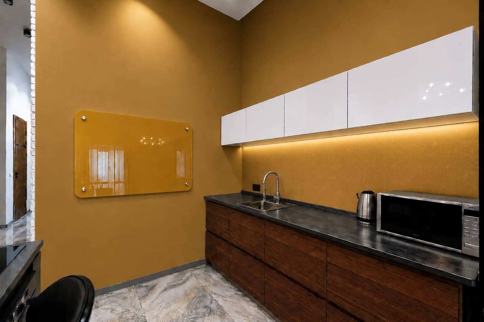 Whiteboard Glas - afgeronde hoeken - Royal Gold