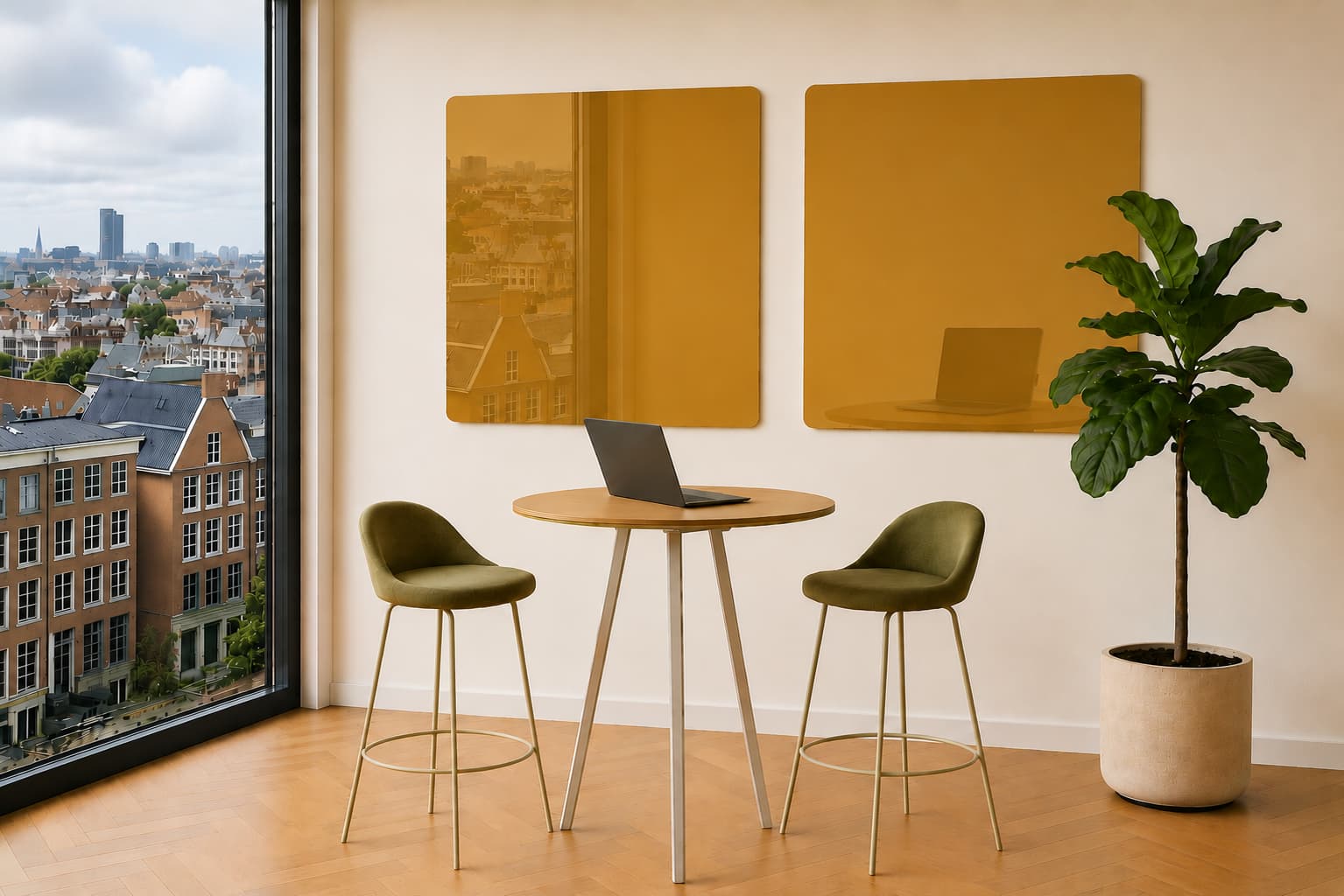 Whiteboard Glas - afgeronde hoeken - Royal Gold