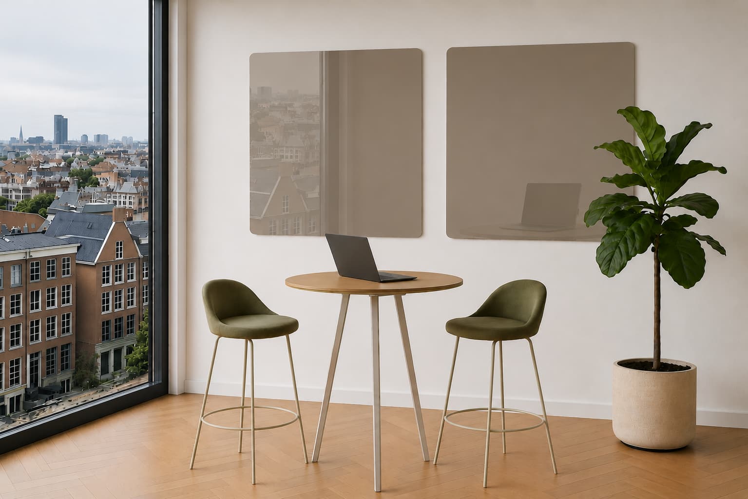 Whiteboard Glas - afgeronde hoeken - Taupet Truffle