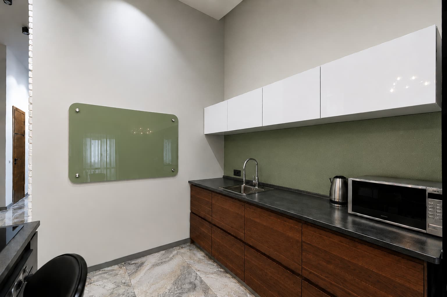 Whiteboard Glas - afgeronde hoeken - Willow Green
