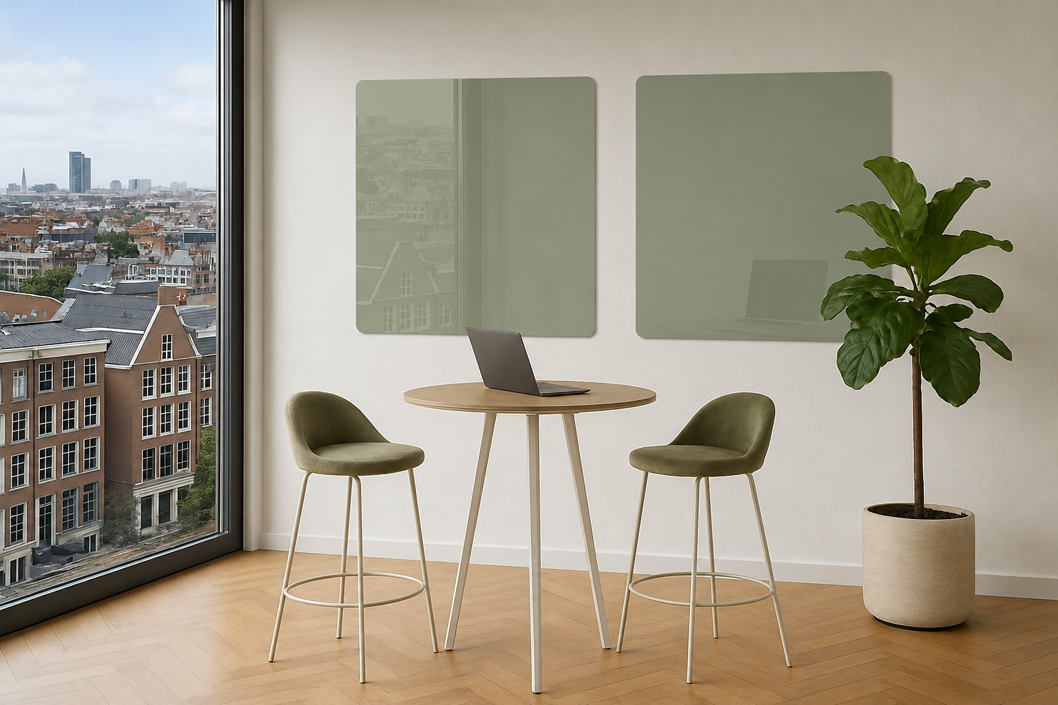 Whiteboard Glas - afgeronde hoeken - Willow Green