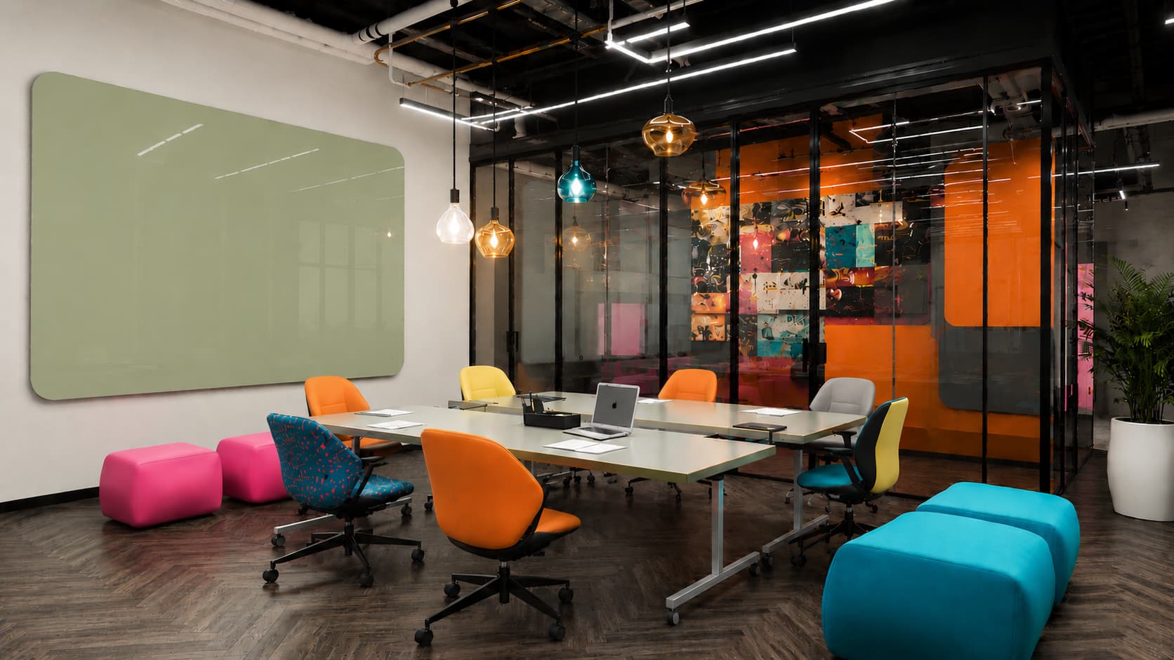Whiteboard Glas - afgeronde hoeken - Willow Green
